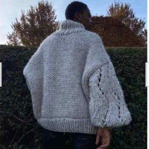 I Love Mr Mittens Lace Balloon Sleeve Chunky Wool Sweater NWT